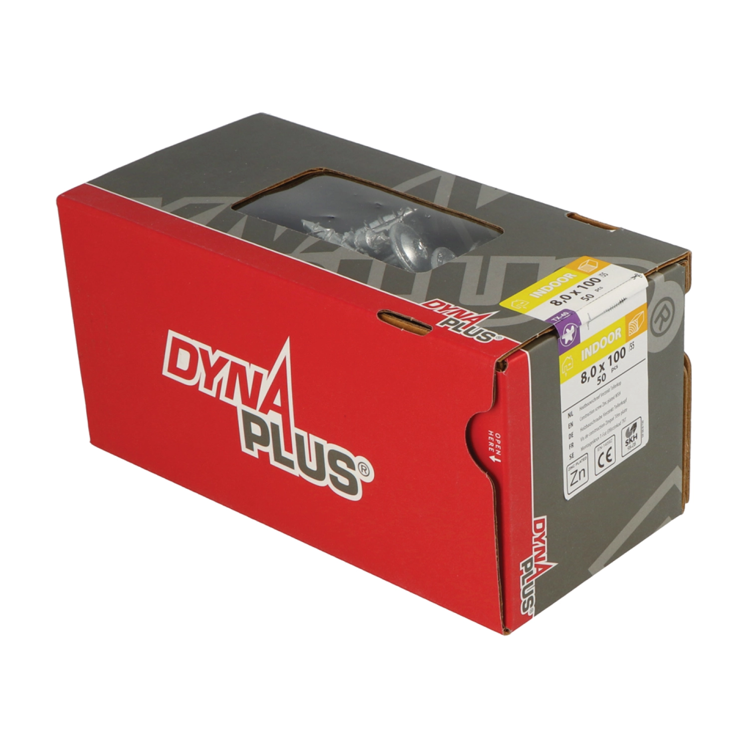 DynaPlus 0286.01.62601 Vis à bois - Tête fraisée - Filetage partiel - Intérieur - TX40 - 8.0 x 100/55mm (50pcs)-image