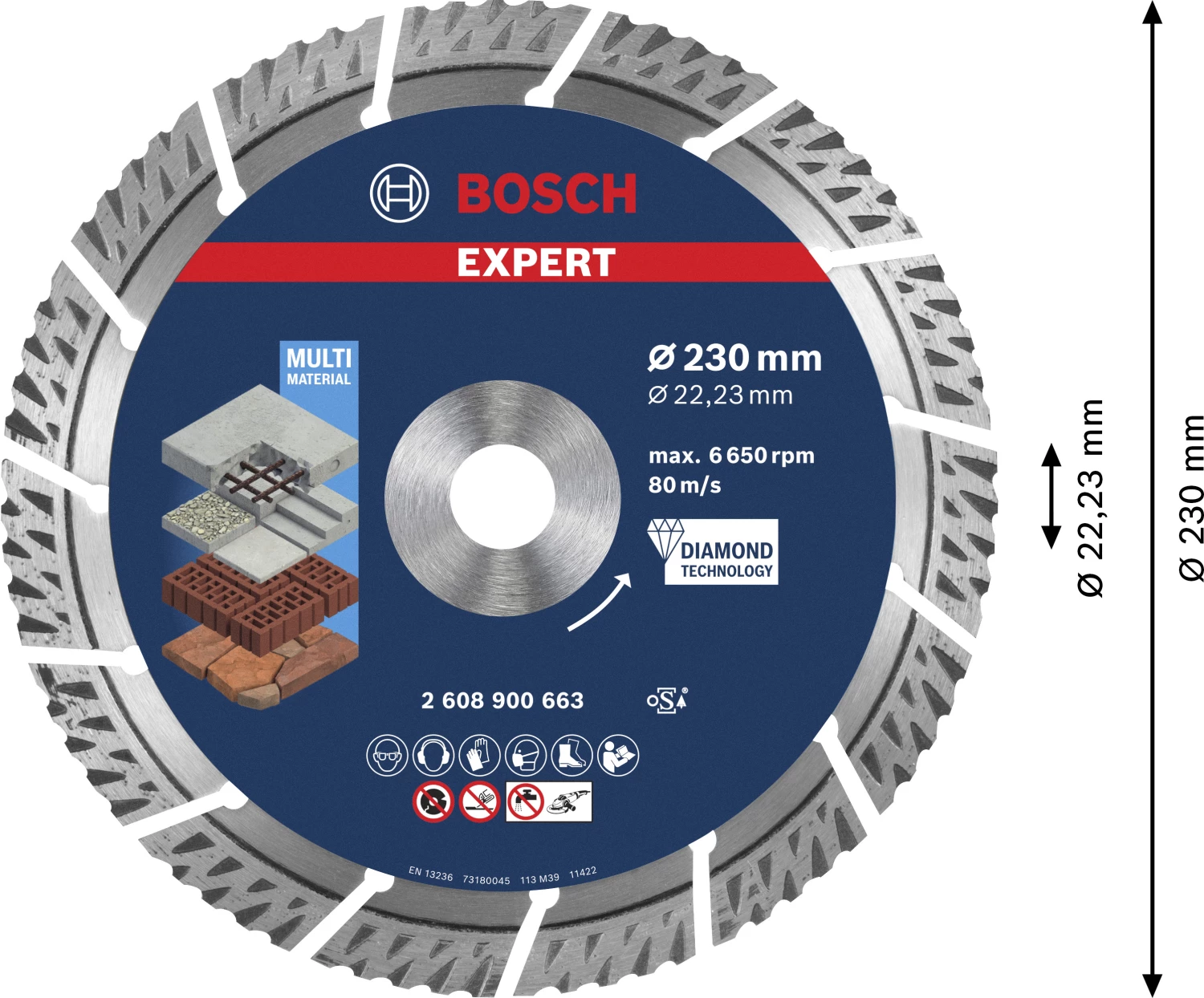 Bosch 2608900663 EXPERT Diamantdoorslijpschijf - Multi materiaal - 230x22,23x2,4x15mm-image
