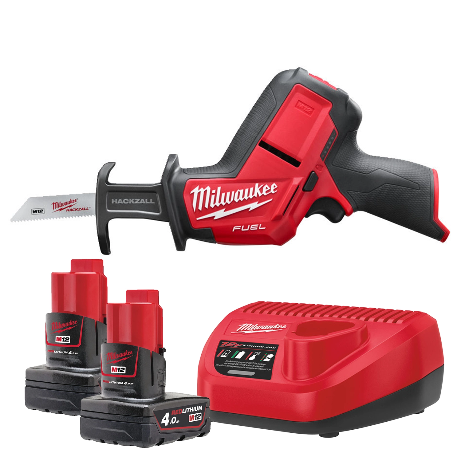 Milwaukee M12 CHZ-402C 12V Li-ion accu subcompacte reciprozaag set (2x 4.0Ah accu) in koffer-image
