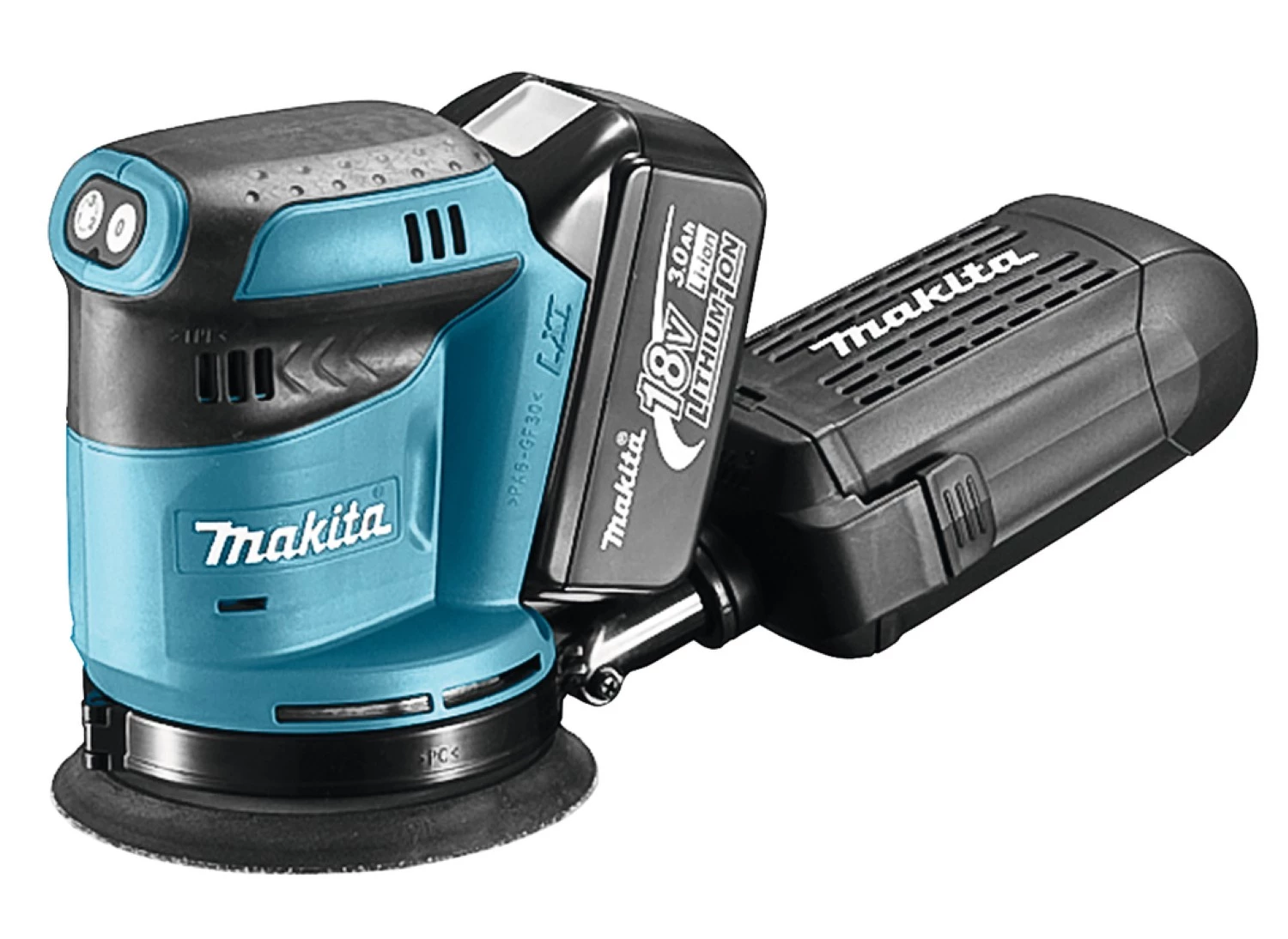 Makita DBO180RFJ Ponceuse excentrique à batteries 18V Li-Ion set (2x batterie 3.0Ah) dans MAKPAC - 125mm-image