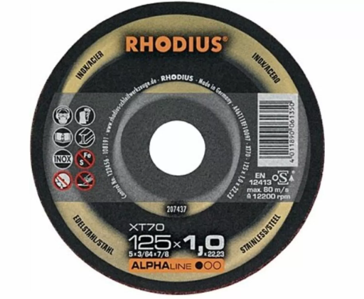 Rhodius ALPHAline I XTK70/208122 Doorslijpschijf - Extra dun - 230 x 22,23 x 1,9mm - RVS/Staal (25st)-image