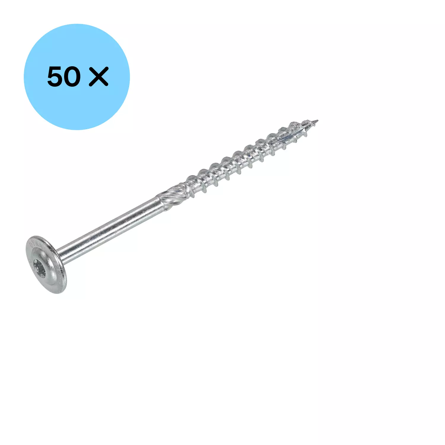 DynaPlus 0286.01.63001 Houtbouwschroef - TX40 - 8.0 x 140/60mm - Tellerkop - Deeldraad - Verzinkt (50st)-image