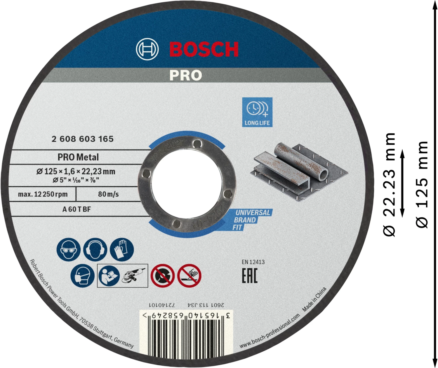 Bosch 2608603165 Standard Doorslijpschijf - 125 x 22,23 x 1,6mm - metaal-image
