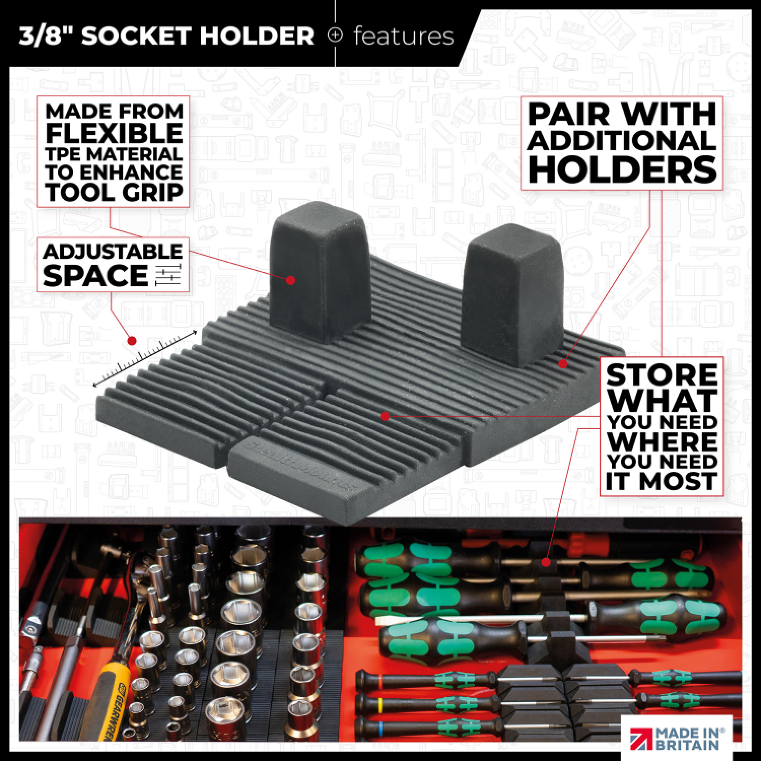 StealthMounts DHSP-1/2-SK-10 Drawer Hive Dophouder 1/2" voor ladekast - zwart - 10 stuks-image