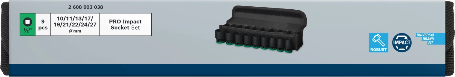 Bosch 2608003038 9-delig Pro imact doppenset in etui - 1/2''-image