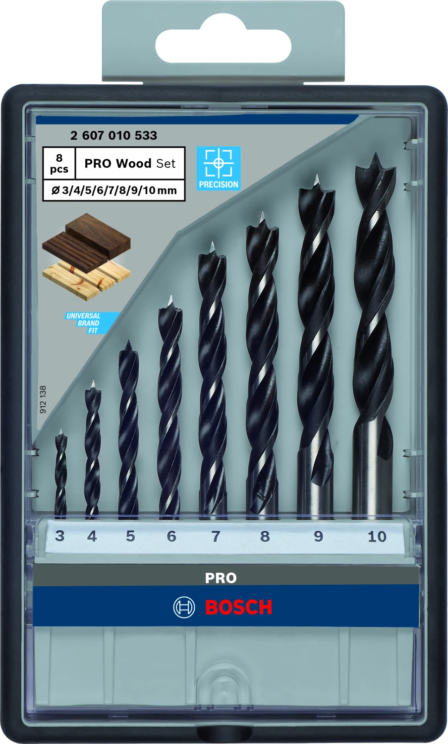 Bosch 2607010533 8-delige Robust Line Houtspiraalboor set in cassette - 3-10mm-image