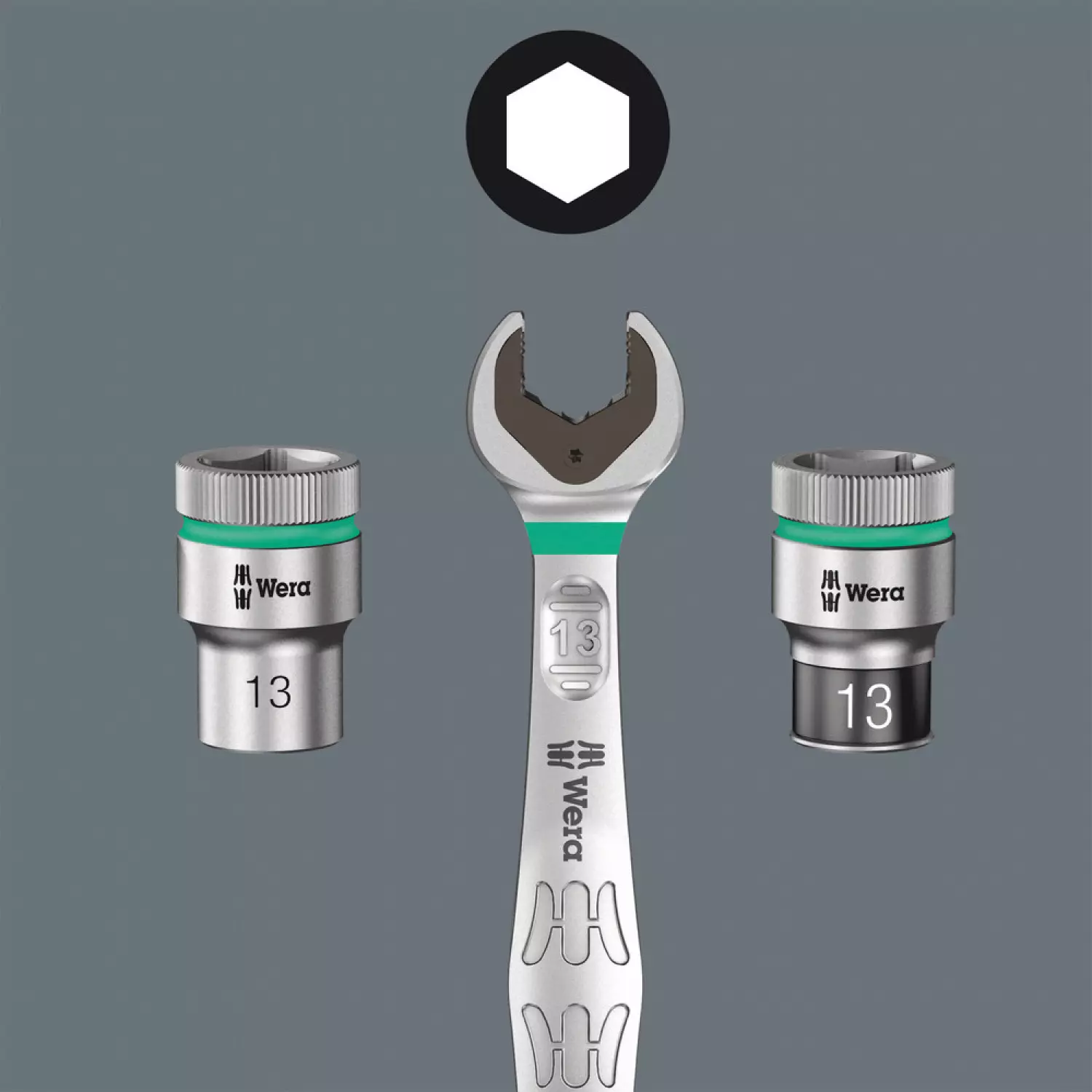 Wera 8100 SA 8 Jeu cliquet Zyklop Metal avec levier d'inversion, à emmanchement 1/4", métrique, 28 pièces-image