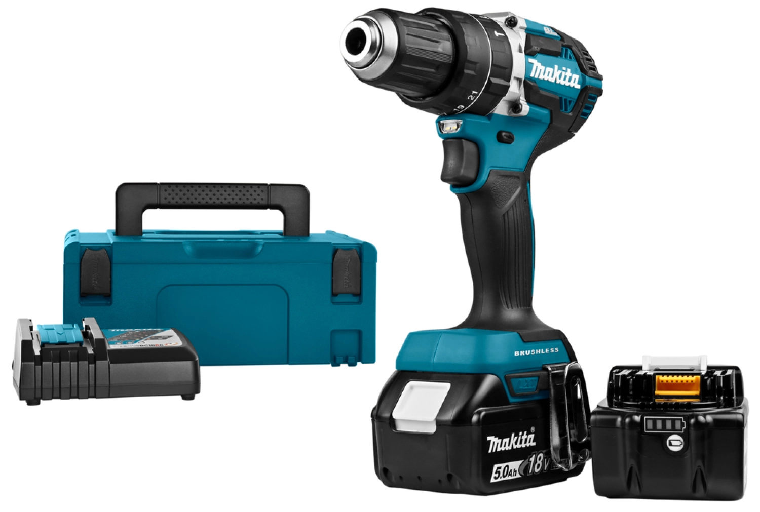 Makita DHP484RTJ 18V Li-Ion accu klopboor-/schroefmachine set (2x 5.0Ah accu) in Mbox - koolborstelloos-image