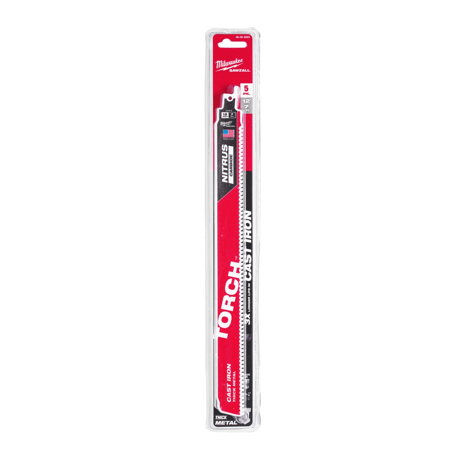 Milwaukee 48475563 Lame de scie alternative Sawzall TCT TORCH NITRUS - 300 x 8TPI - métal - 5 pcs.-image