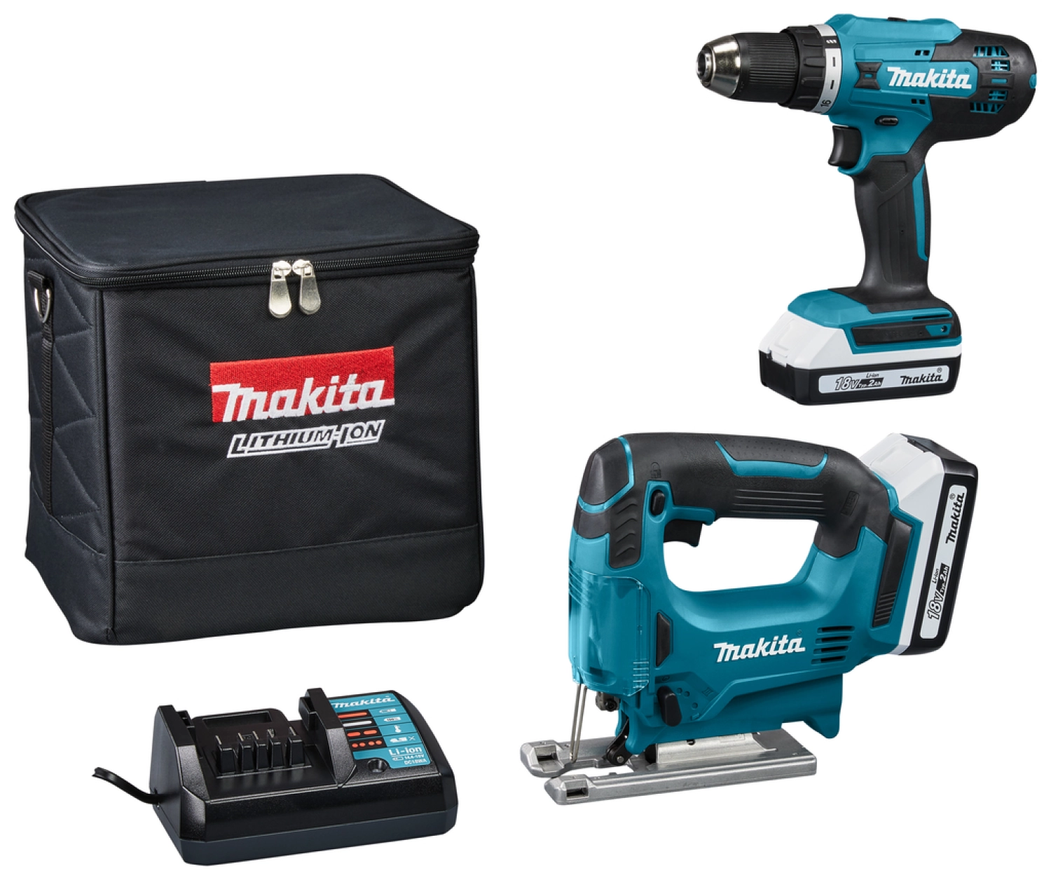 Makita DK18928AX1 18V Li-ion Accu Combiset (G-range) (2x2,0 Ah accu's) in tas-image