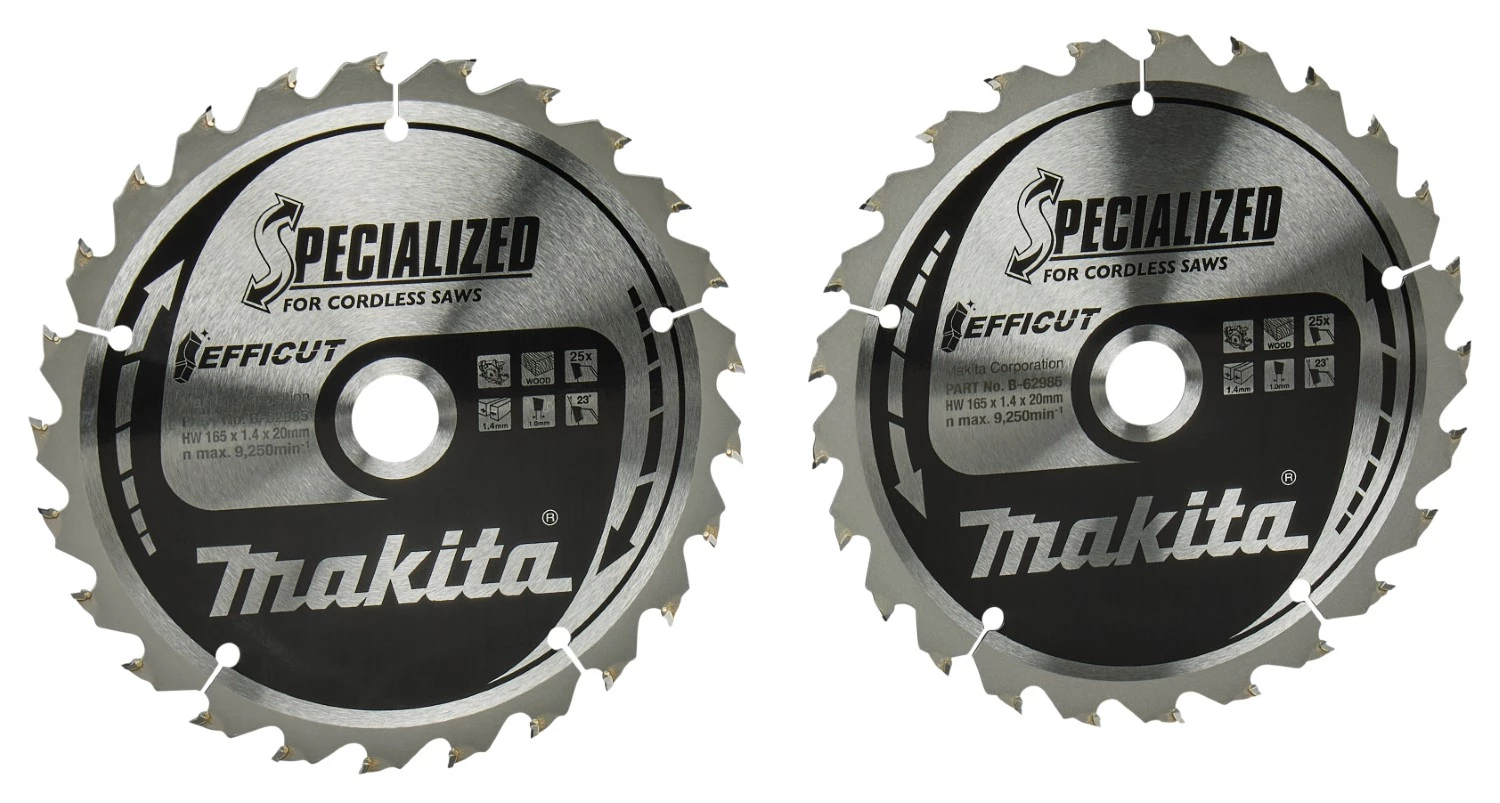 Makita B-62985-2 Lame de scie circulaire Bois - 165x20x1,4mm - 25 Dents - Duo Pack-image