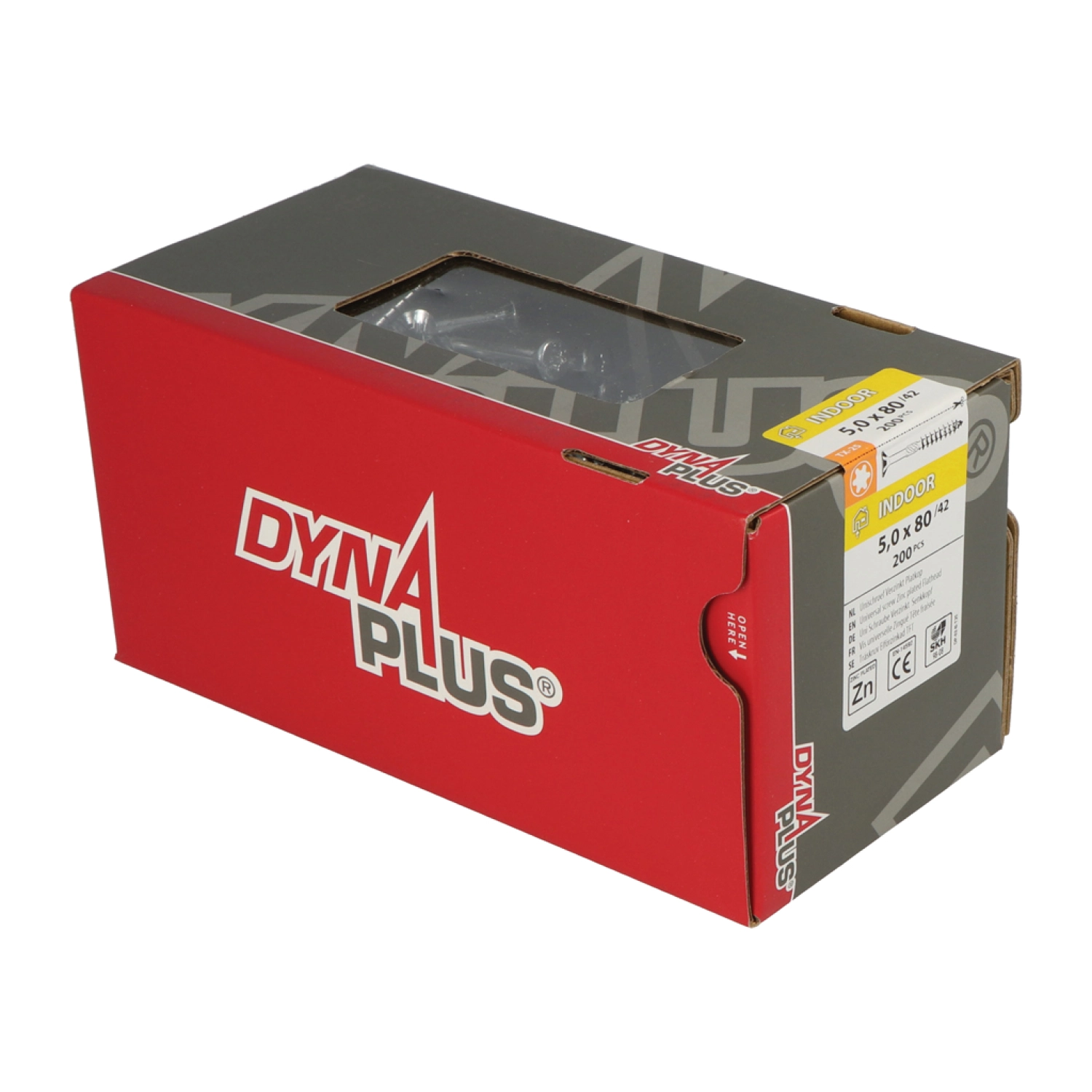 DynaPlus 0281.01.42401 Vis uni - tête plate - filetée - intérieur - TX25 - 5.0 x 80/42mm (200pcs)-image