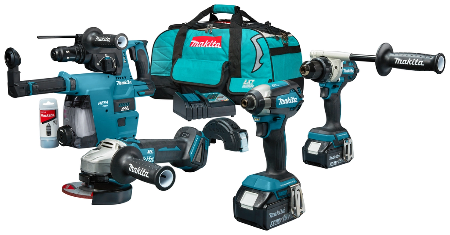 Makita DLX4155TX1 18V Li-ion accu 4-delige combiset (2x 5.0Ah accu) in tas-image