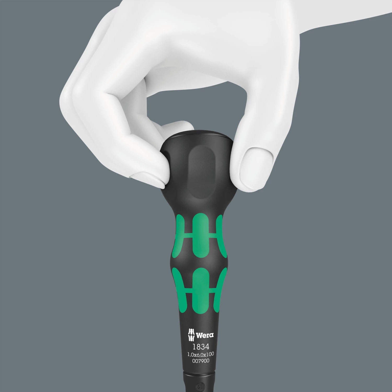 Wera 05007901001 1834 Kraftform Ball-Grip Sleufschroevendraaier werkplaatskling - 1.0 x 6.0 x 100 mm-image