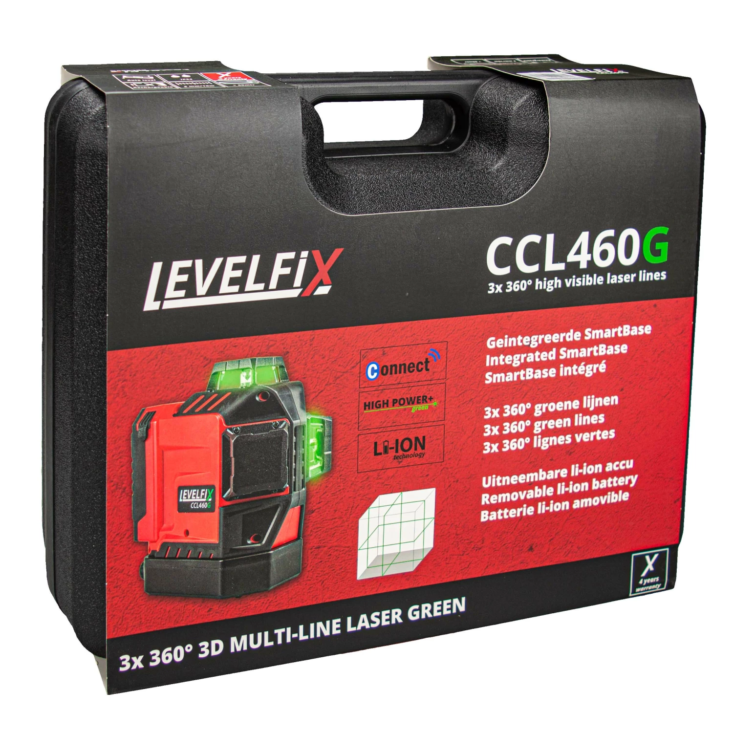 Levelfix CCL460G SET Laser à cône 3D / laser à lignes croisées 3x360° avec trépied - Vert - 40 m-image