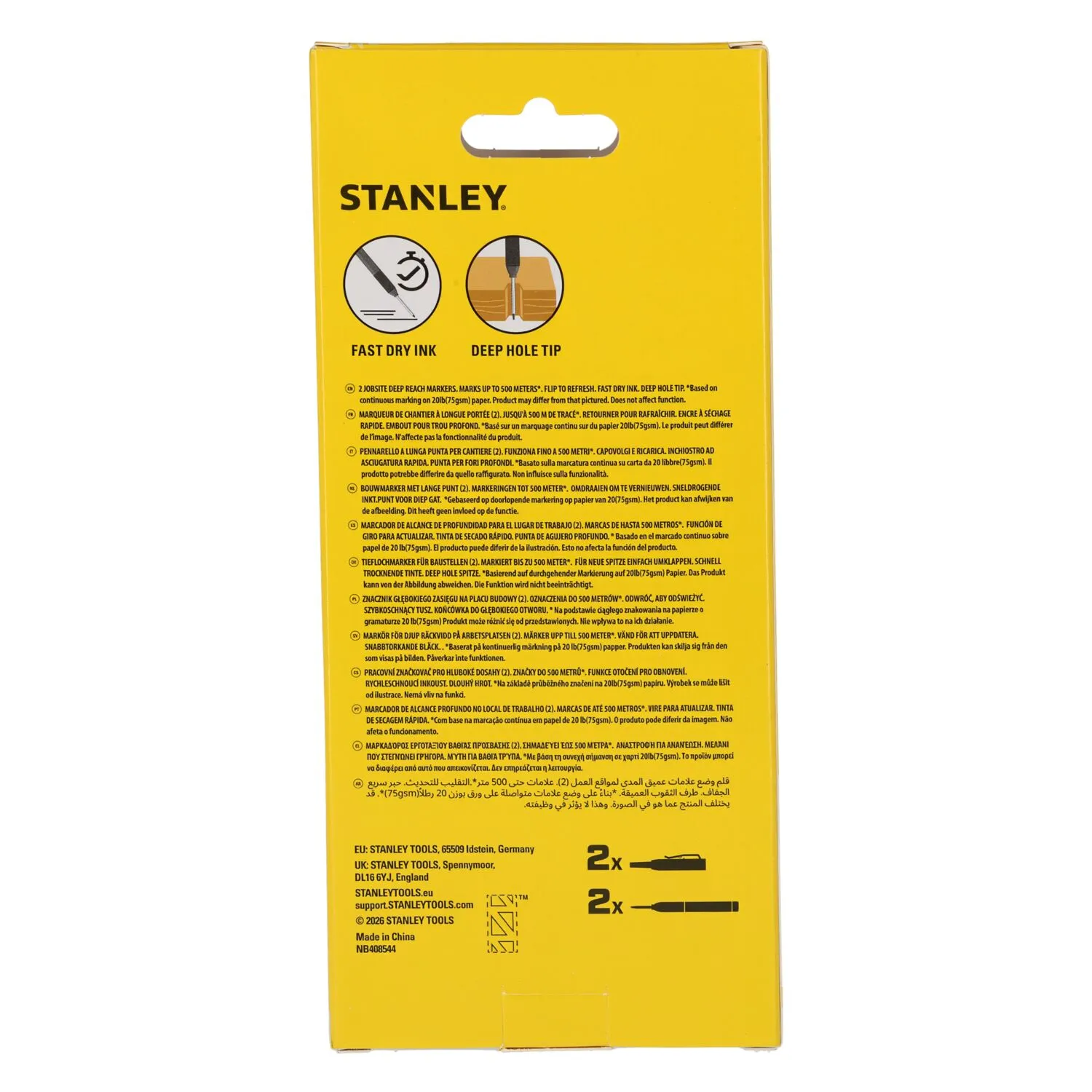 Stanley STHT47011-0 Markeerstift voor diep bereik met holster - Zwart/Rood