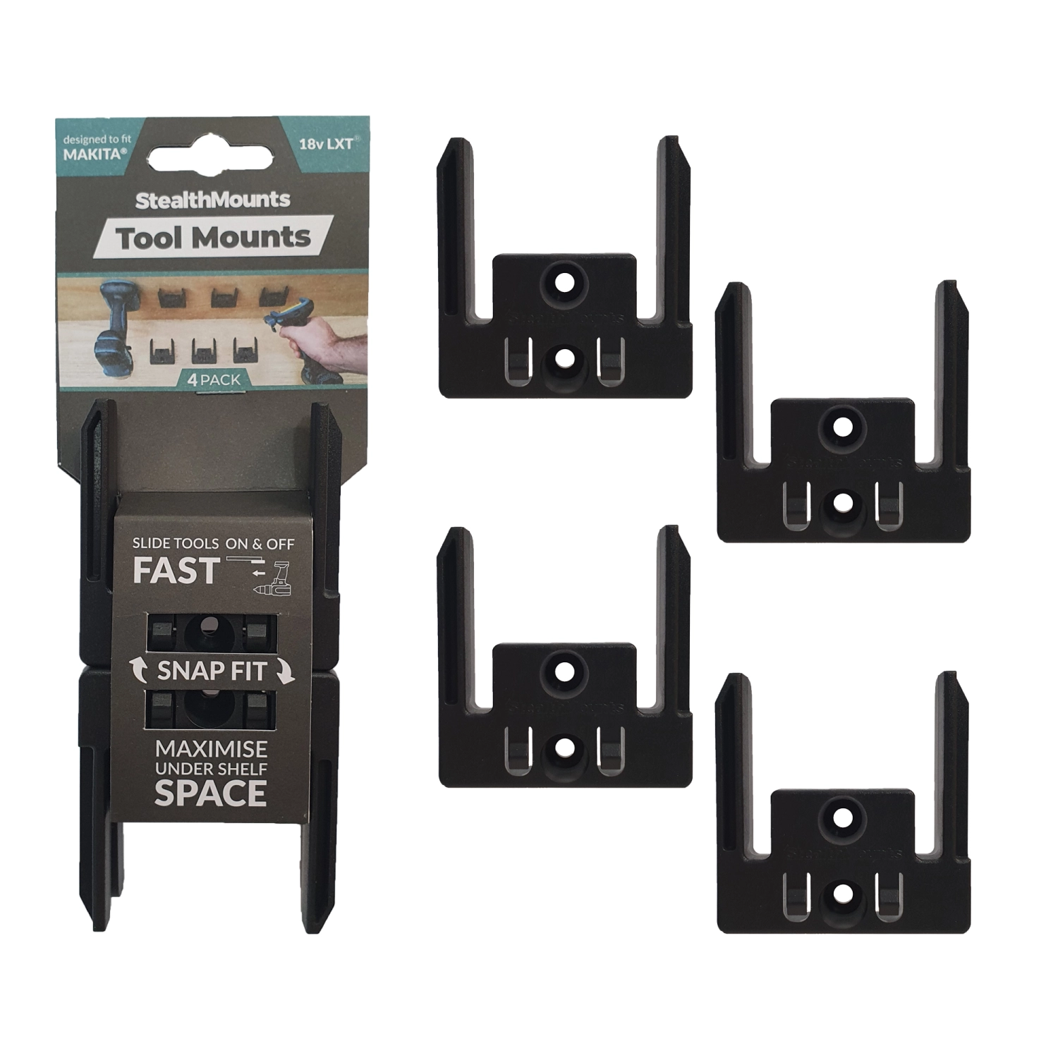 StealthMounts TM-MK18-BLK-4 - Support de machine (4pcs) pour Makita LXT - noir-image