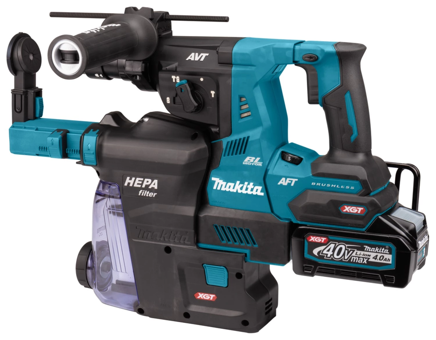 Makita HR002GM204 XGT 40V Max Li-Ion accu SDS-Plus combihamer set (2x 4,0Ah) incl. stofafzuigsysteem in Mbox - 2,9J - koolborstelloos-image