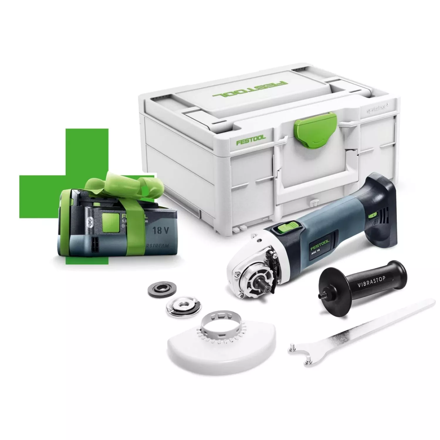Festool AGC 18-125 EB-Basic-5,0 Meuleuse d'angle sans fil 18 V Li-Ion avec boîtier Systainer et batterie 5,0 Ah - 125 mm-image