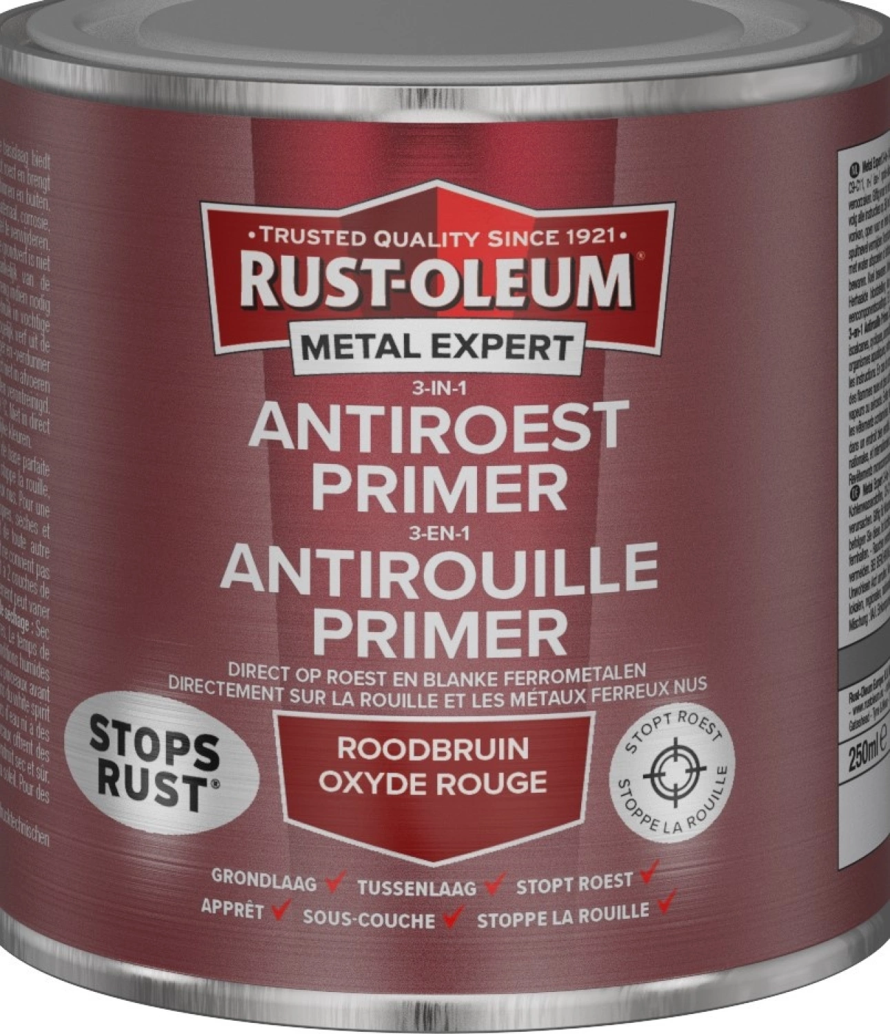 Rust-Oleum 3-In-1 Antiroest Primer - RAL 3000 roodbruin - 0,75L