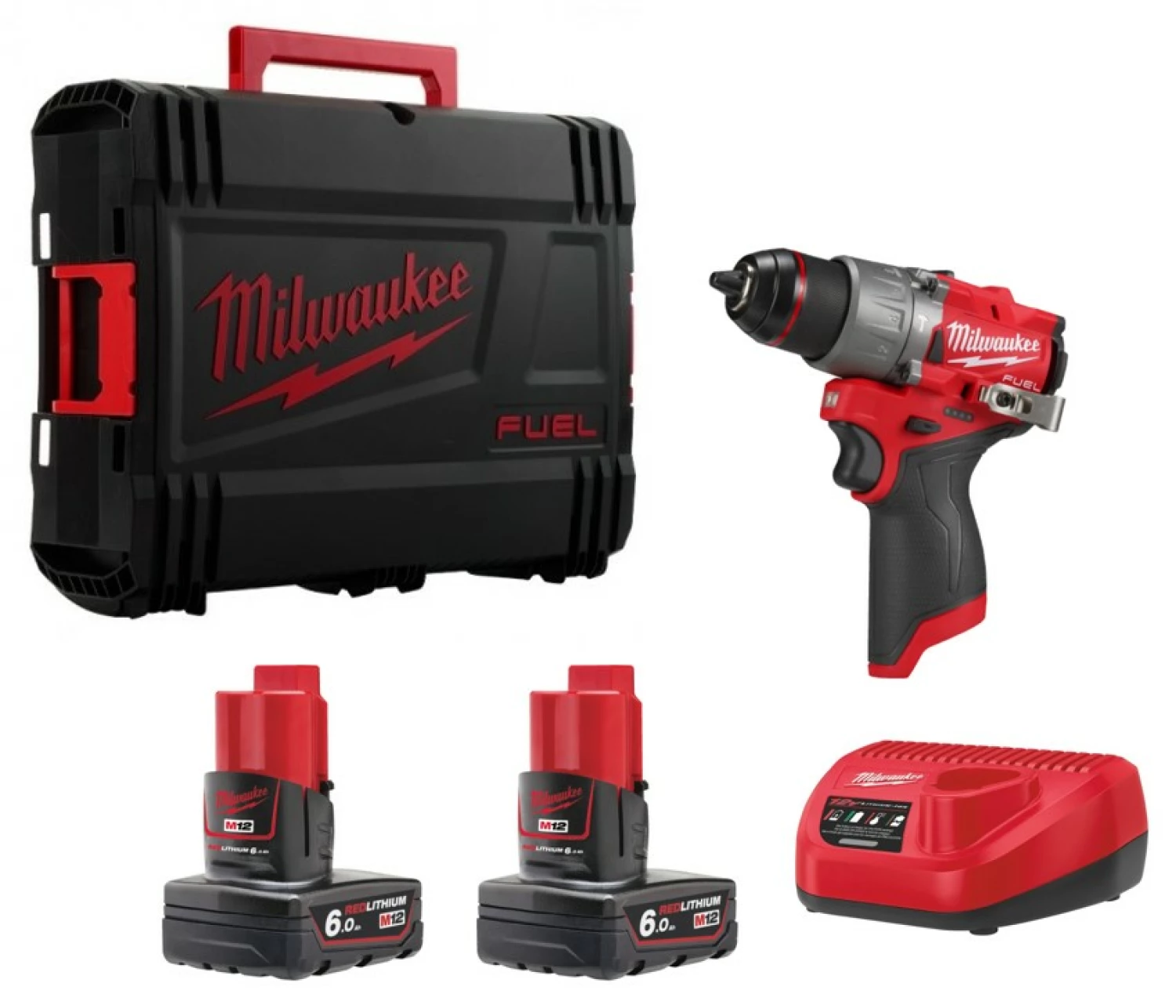 Milwaukee M12 FPD2-602X 12V Li-Ion accu subcompacte slagsboormachine set (2x 6.0Ah accu) in HD Box - 45 Nm-image