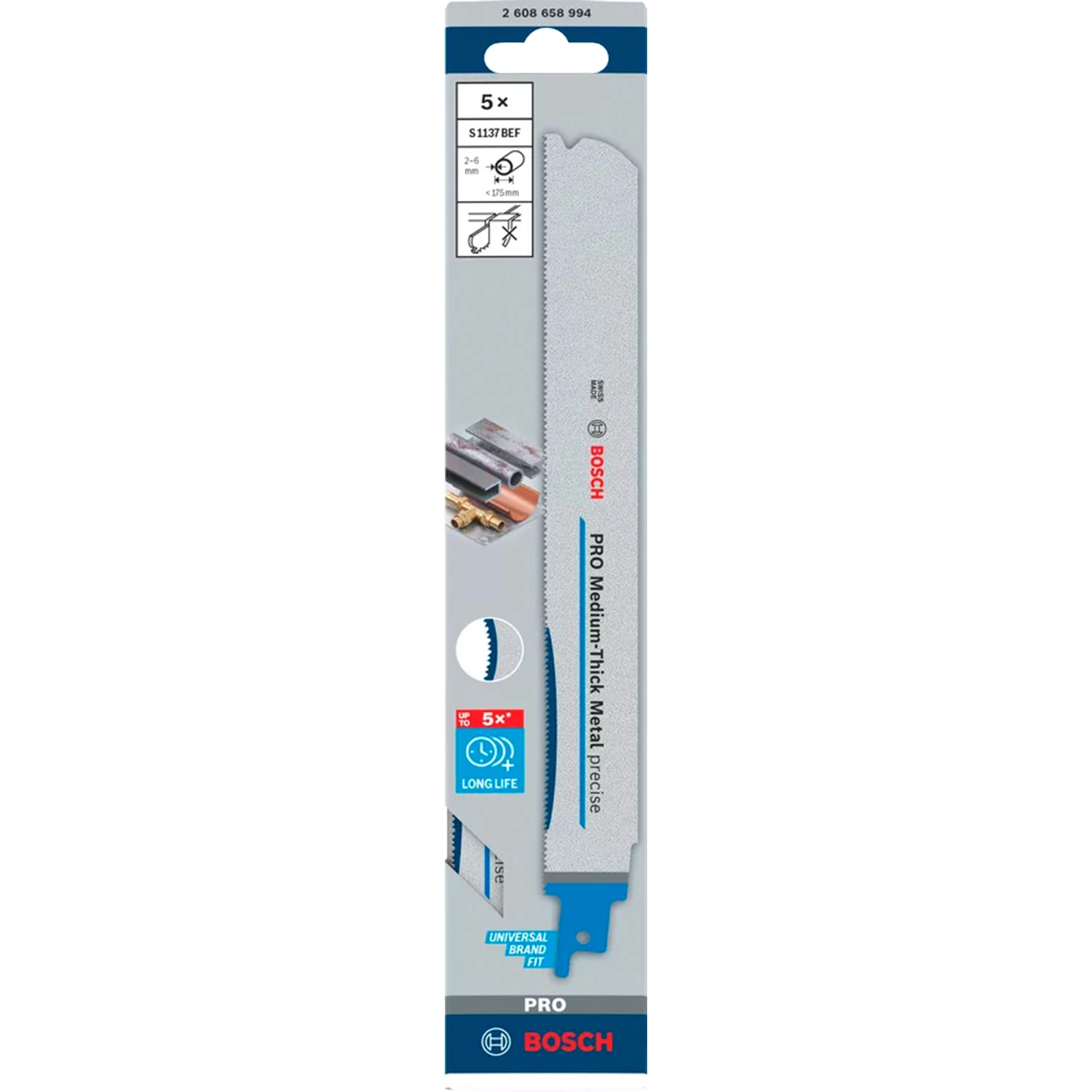 Bosch 615997675 PRO Lames de scie alternative S1137BEF Medium-Thick Metal precise (10 pièces) + Mug Isotherm - 225 mm-image