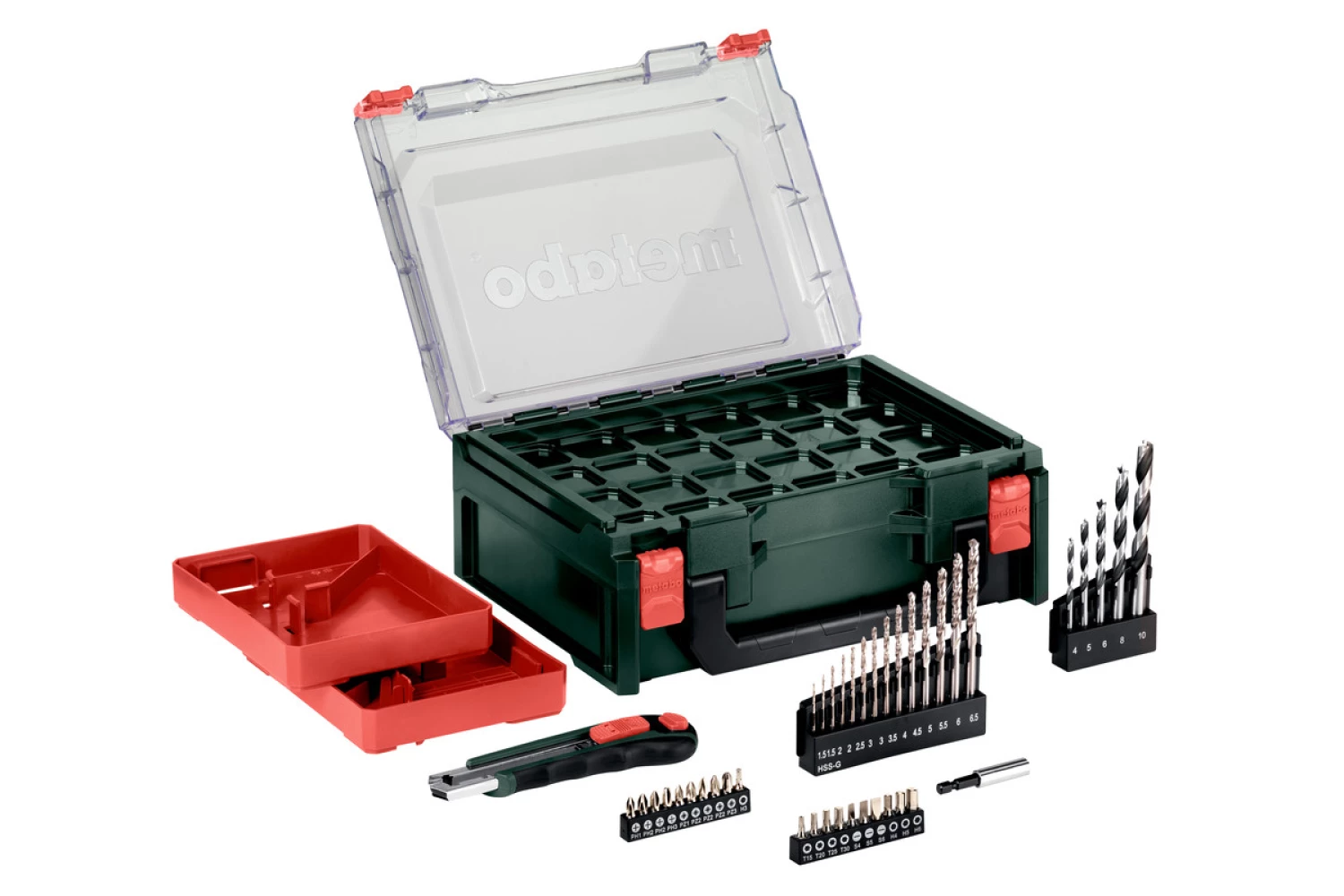 Metabo 600385710 Perceuse-visseuse à percussion sans fil 12 V Li-ion Mobile workshop basic set (2 batteries 2,0 Ah) dans un coffret avec kit d'accessoires 41 pièces-image