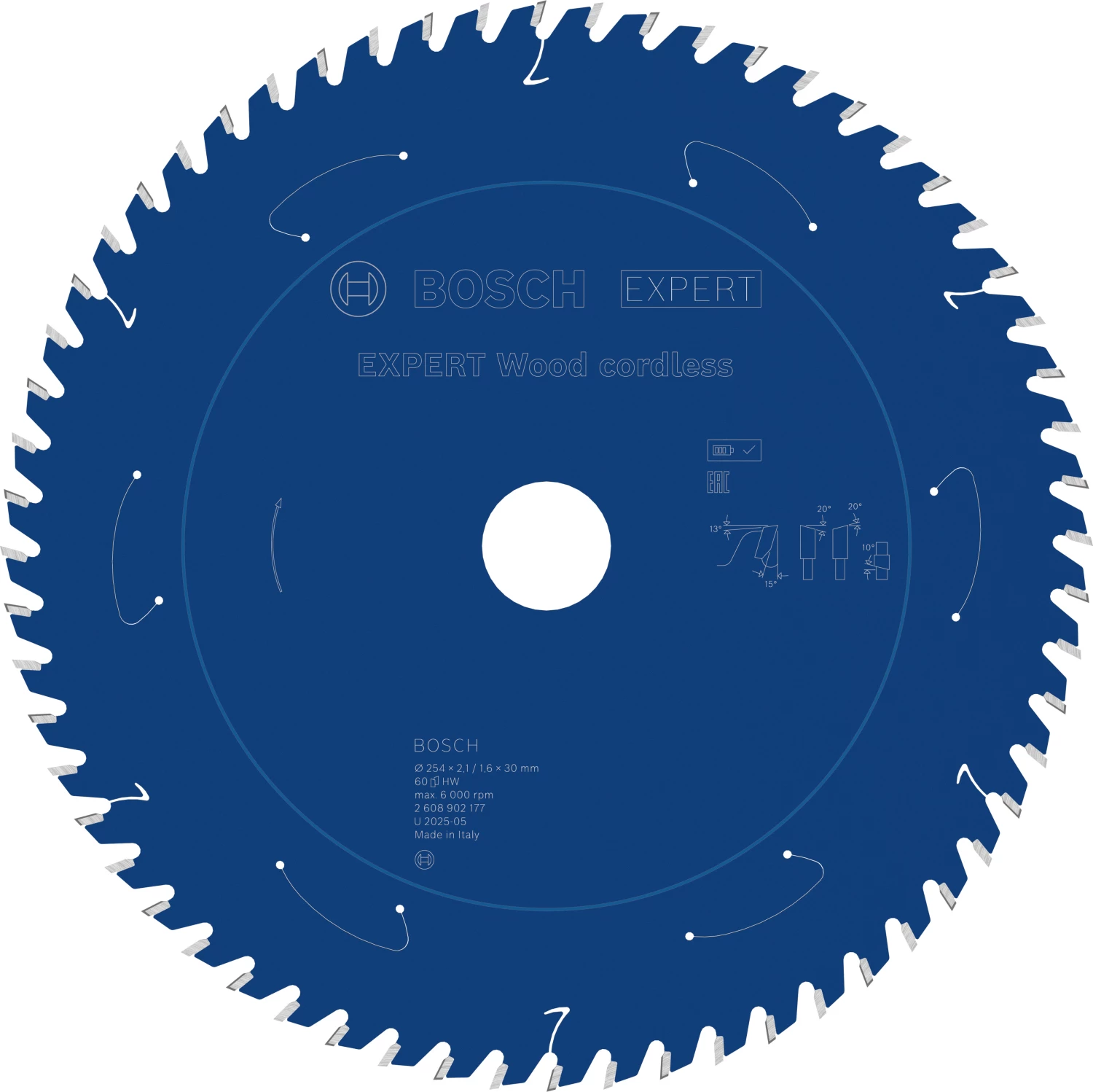 Bosch 2608902177 EXPERT lame de scie circulaire sur table sans fil pour bois - 254 x 30 x 60D