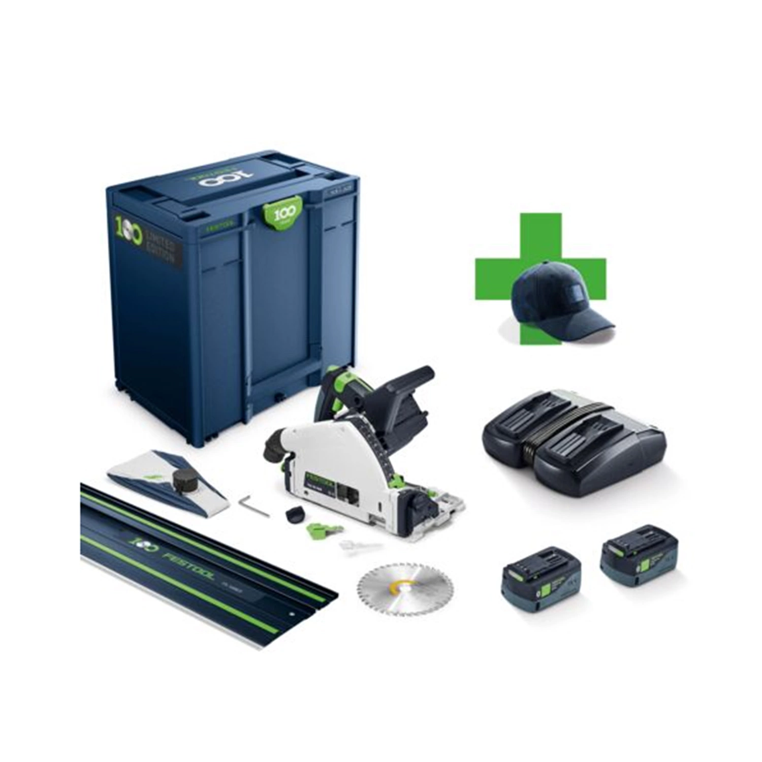Festool TSC 55 KEBI-Plus/XL-FS 100Y Limited Edition 18V Li-Ion accu invalzaag set (2x 5,0Ah) incl. geleiderail in systainer - 1400mm-image