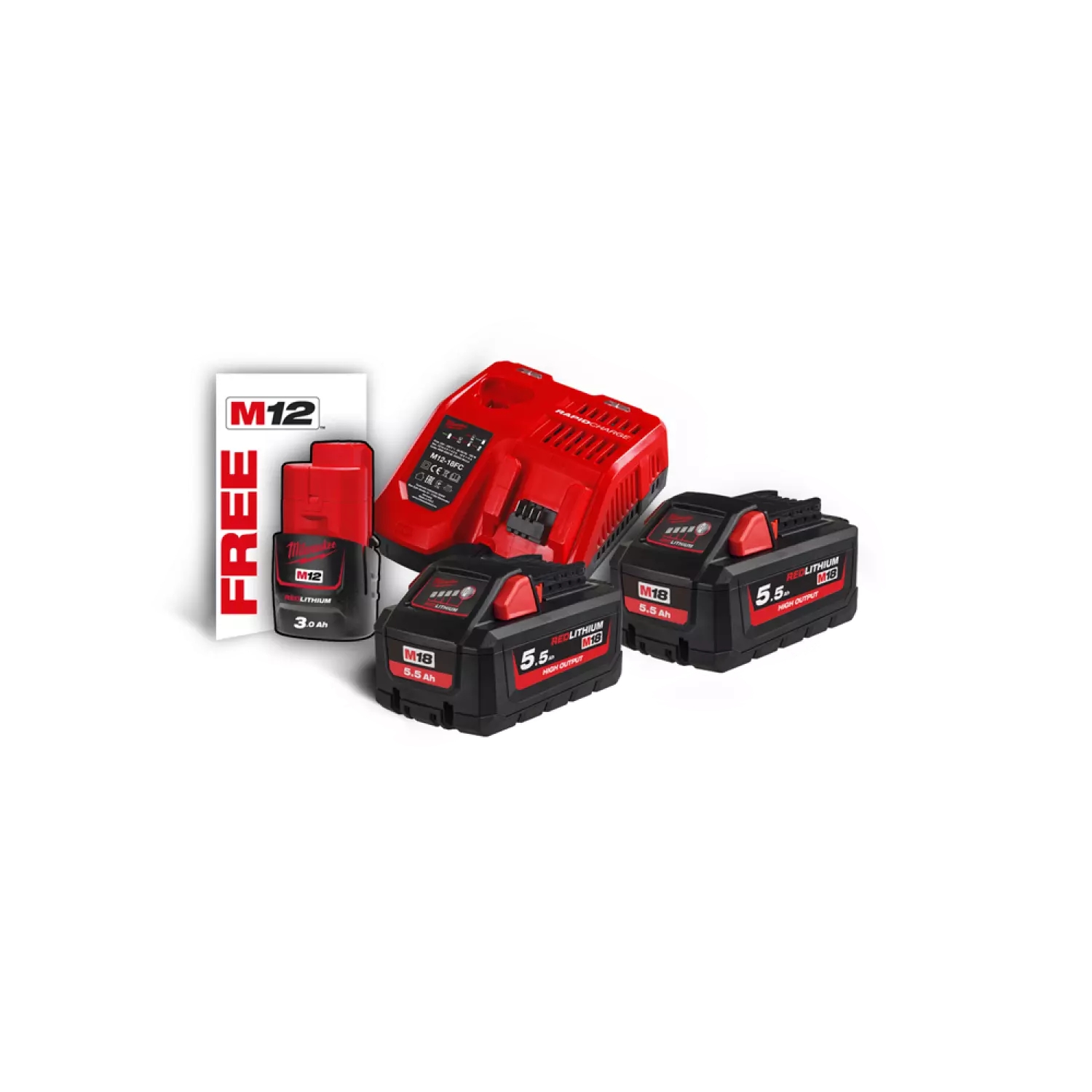 Milwaukee M18 HNRG-552 18V Li-Ion High Output NRG Set de démarrage (2x 5.5Ah accu) + rapidechargeur-image