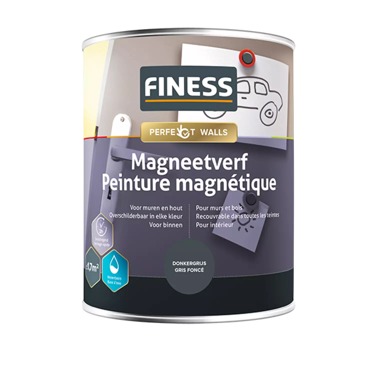 Finess Magneetverf Acryl - Donkergrijs - 500ml-image