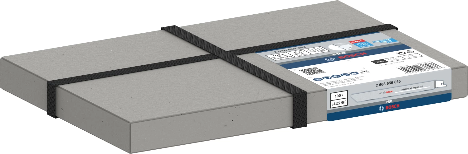 Bosch PRO S1122HFR Lame de scie sabre rapide pour réparation de palettes - 225 mm - bois/métal (100 pièces)