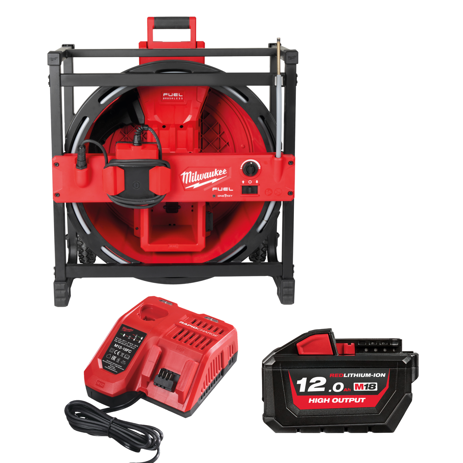 Milwaukee M18 HSFM-122 18V Li-ion accu hoge snelheid rioolreinigingsmachine set (1x 12.0Ah accu)-image