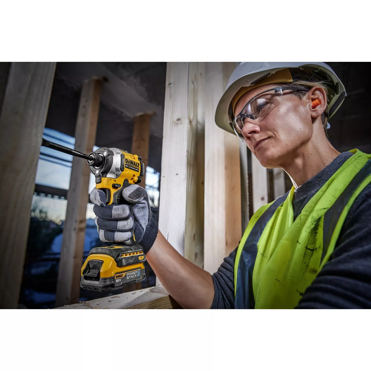 DeWALT DCF850E1T-QW 18V Li-ion XR accu slagschroevendraaier set (1x POWERSTACK accu) in TSTAK - 1/4"- koolborstelloos-image