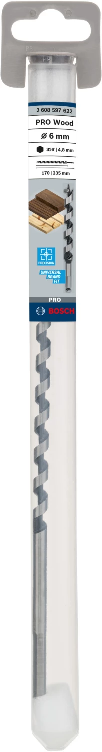 Bosch 2608597622 - Mèche à bois hélicoïdale, six pans 6 x 170 x 235 mm, d 4,8 mm-image
