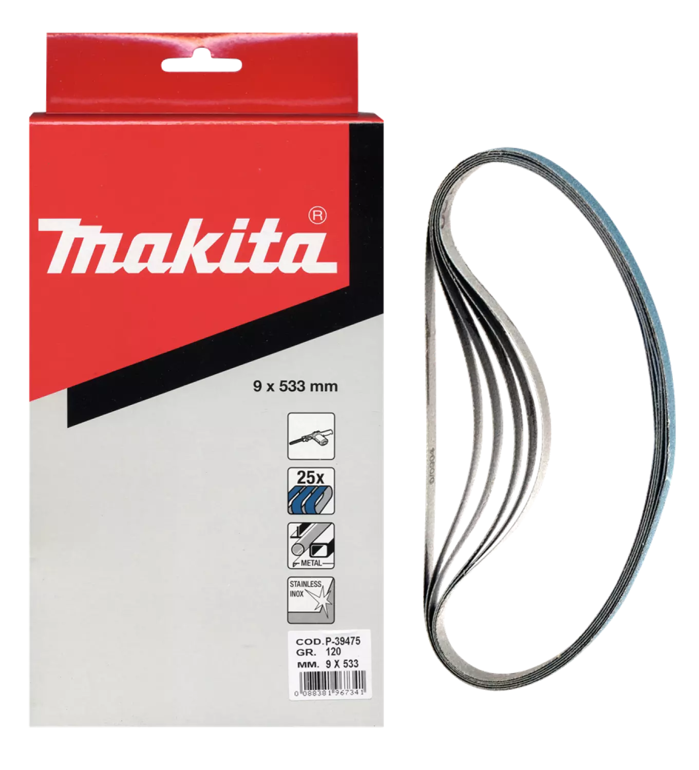 Makita P-39431 Bande abrasive - K40 533 x 9 Bleu-image