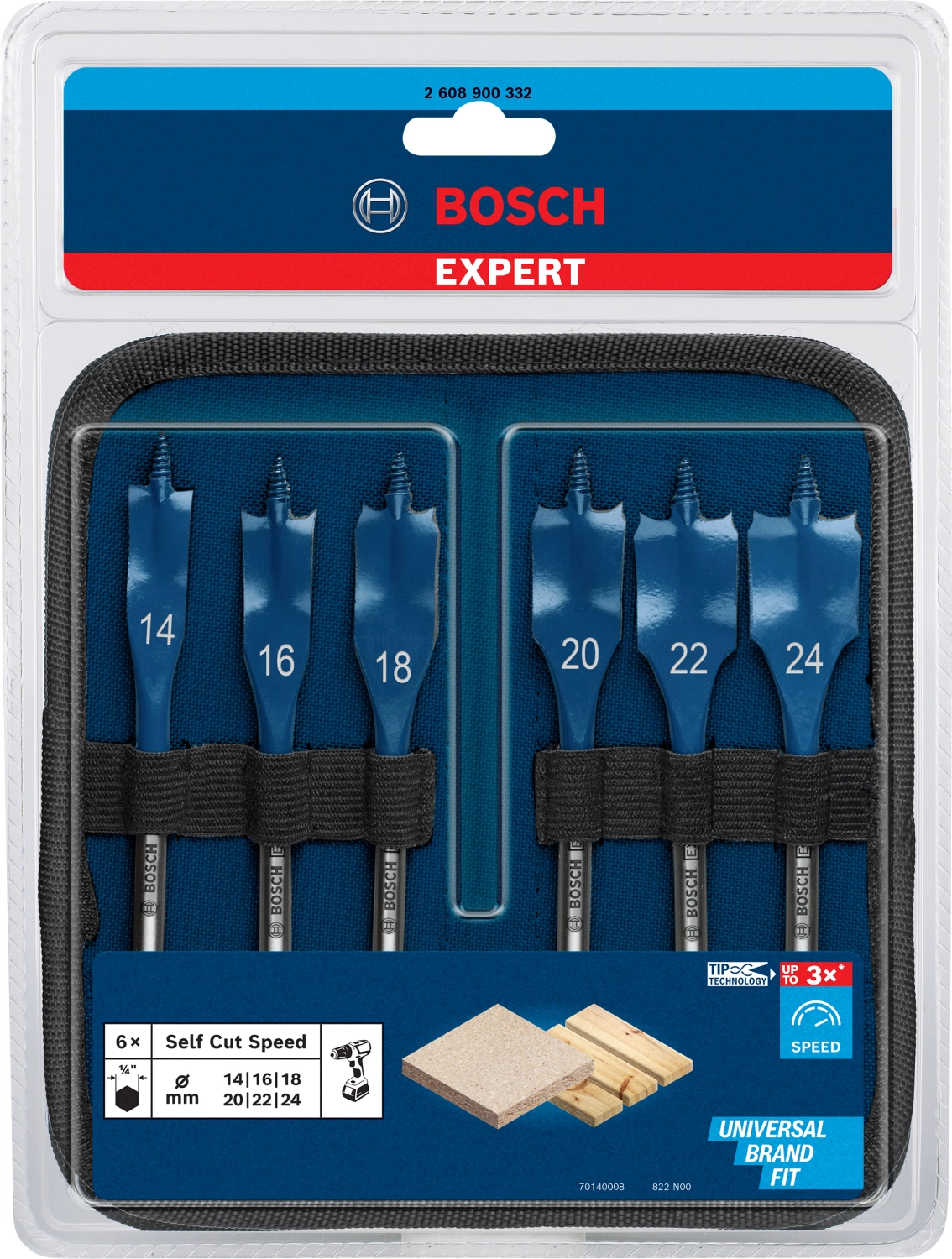 Bosch EXPERT 2608900332 - EXPERT Set 6 pièces mèche plates Self Cut Speed 14; 16; 18; 20; 22; 24 mm-image