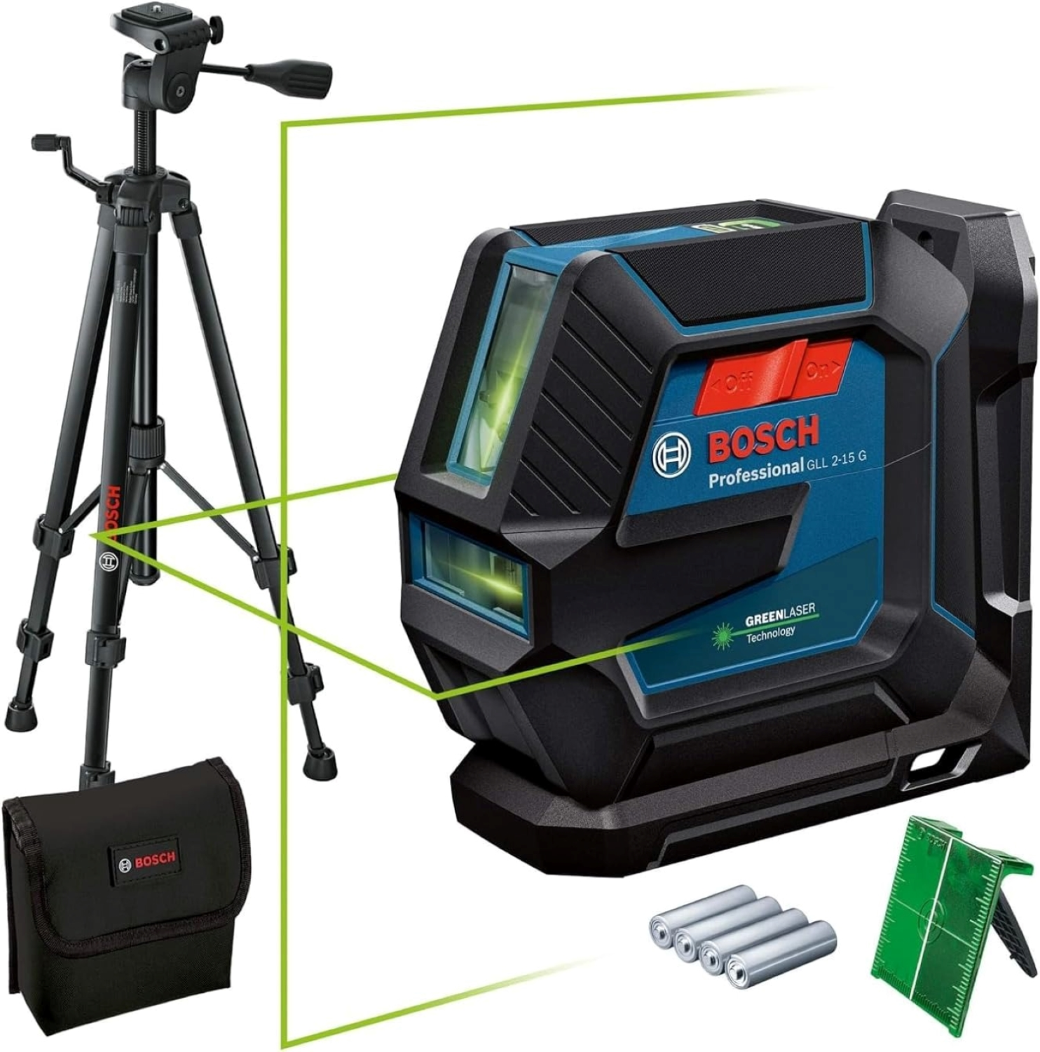 Bosch GLL 2-15 G Laser à croix + trépied dans une mallette de rangement - 15 m-image