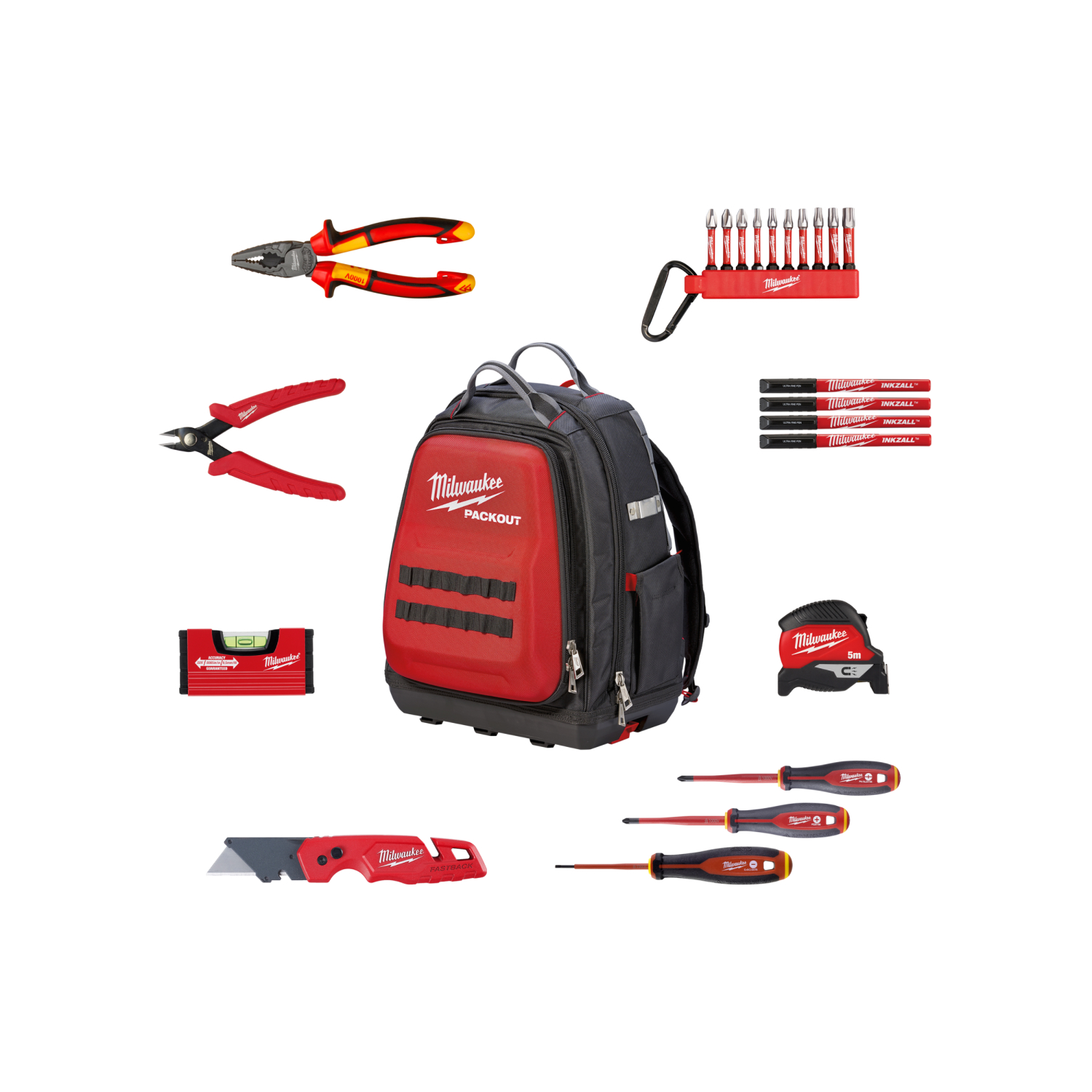 Milwaukee 4932501189 PACKOUT™ Gereedschaprugzak - 23-delig - voor elektriciens-image