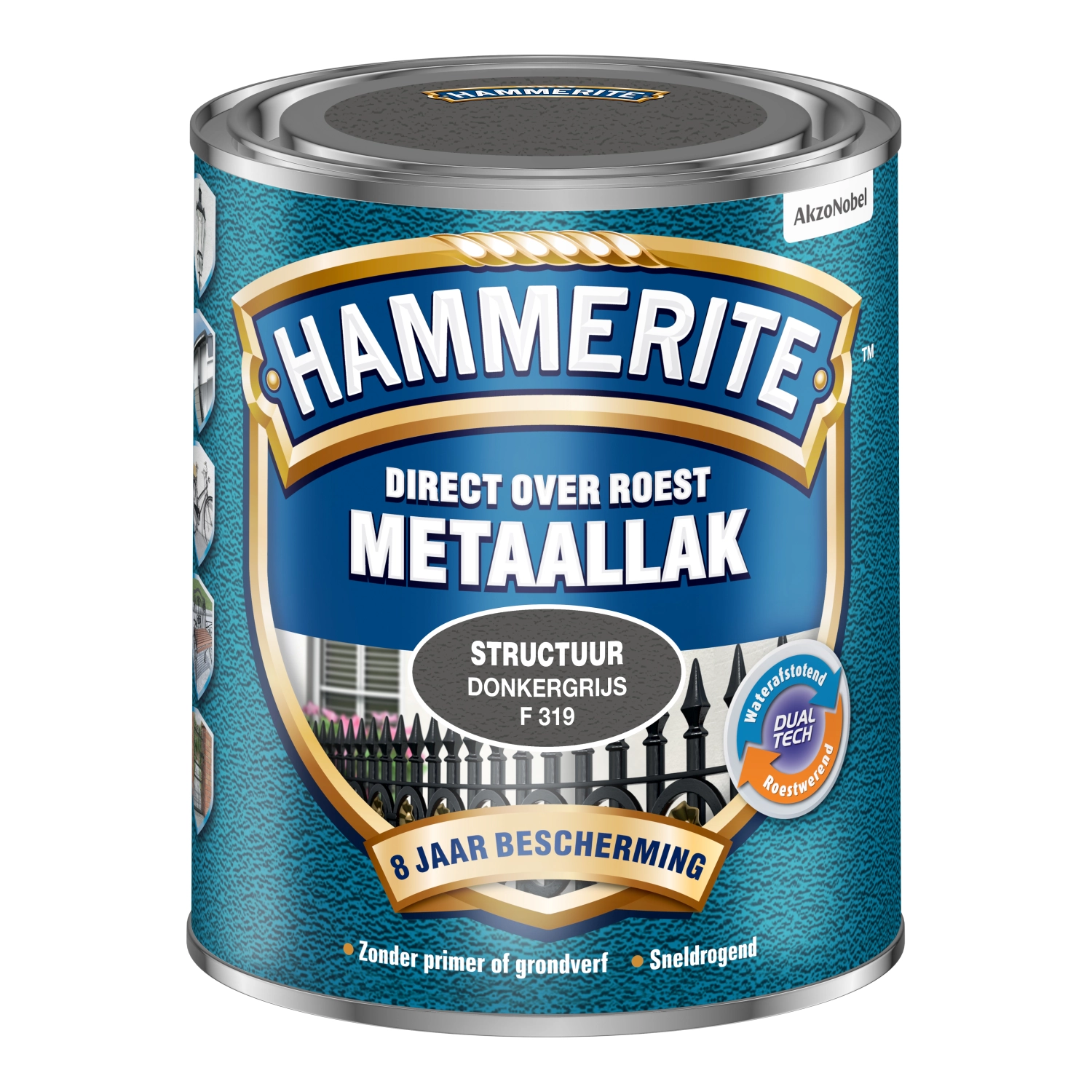 Hammerite Metaallak Structuur - Direct over roest - Donkergrijs - 0,75L-image