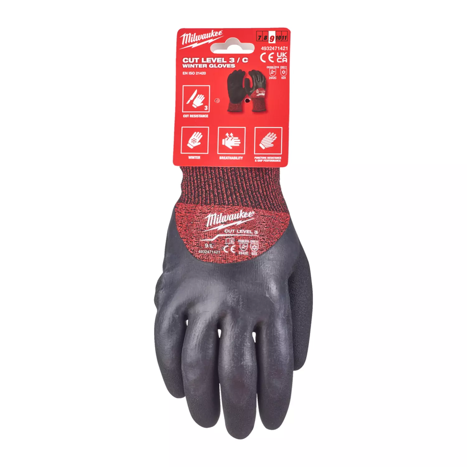 Milwaukee 4932471348 - Gants d'Hiver Anti Coupure Niveau 3/C - taille L-image