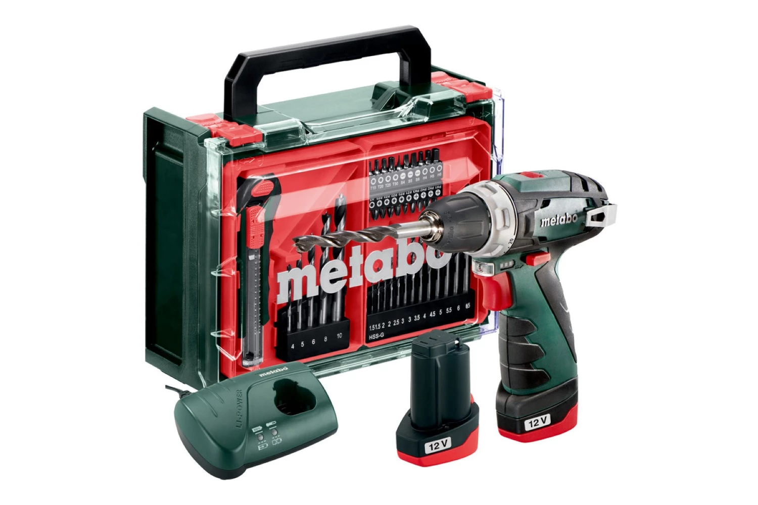 Metabo 600080710 12V Li-ion accu boor-/schroefmachine Mobile workshop basic set (2x 2.0Ah accu) in koffer incl. 41-Delige accessoiresset-image