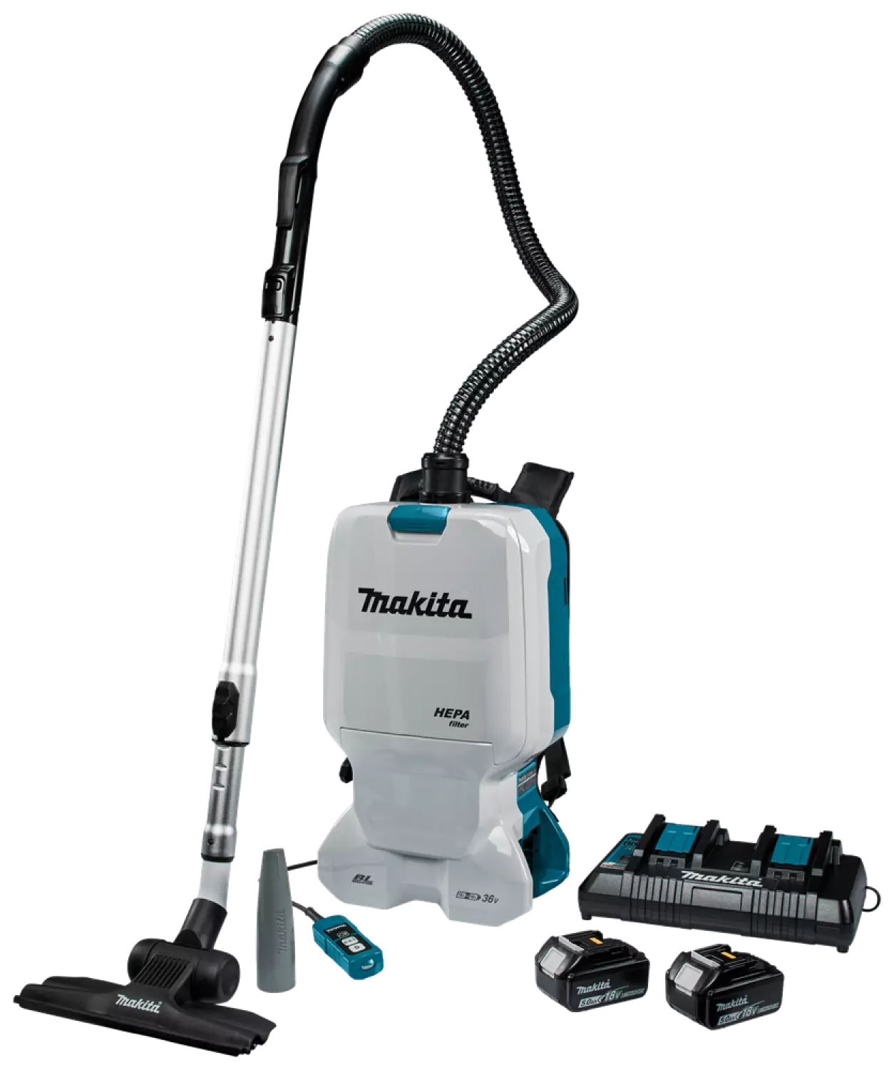 Makita DVC660PT2 2x18 V Rugstofzuiger voor schoonmaak Body incl. 2 accu's en duolader-image