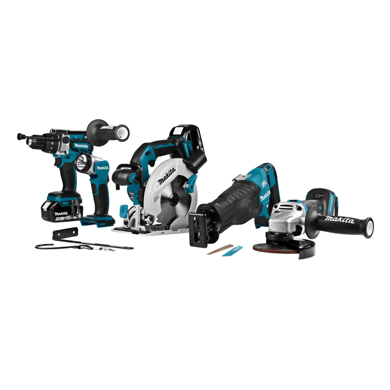 Makita DLX5034T 18V Li-Ion accu 5-delige combiset (2x 5,0Ah accu) in tas - koolborstelloos-image