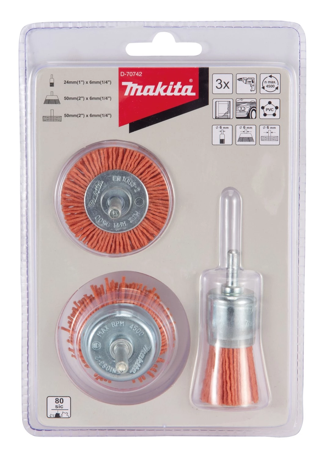 Makita D-70742 Jeu de brosses 3 pièces - K80-image