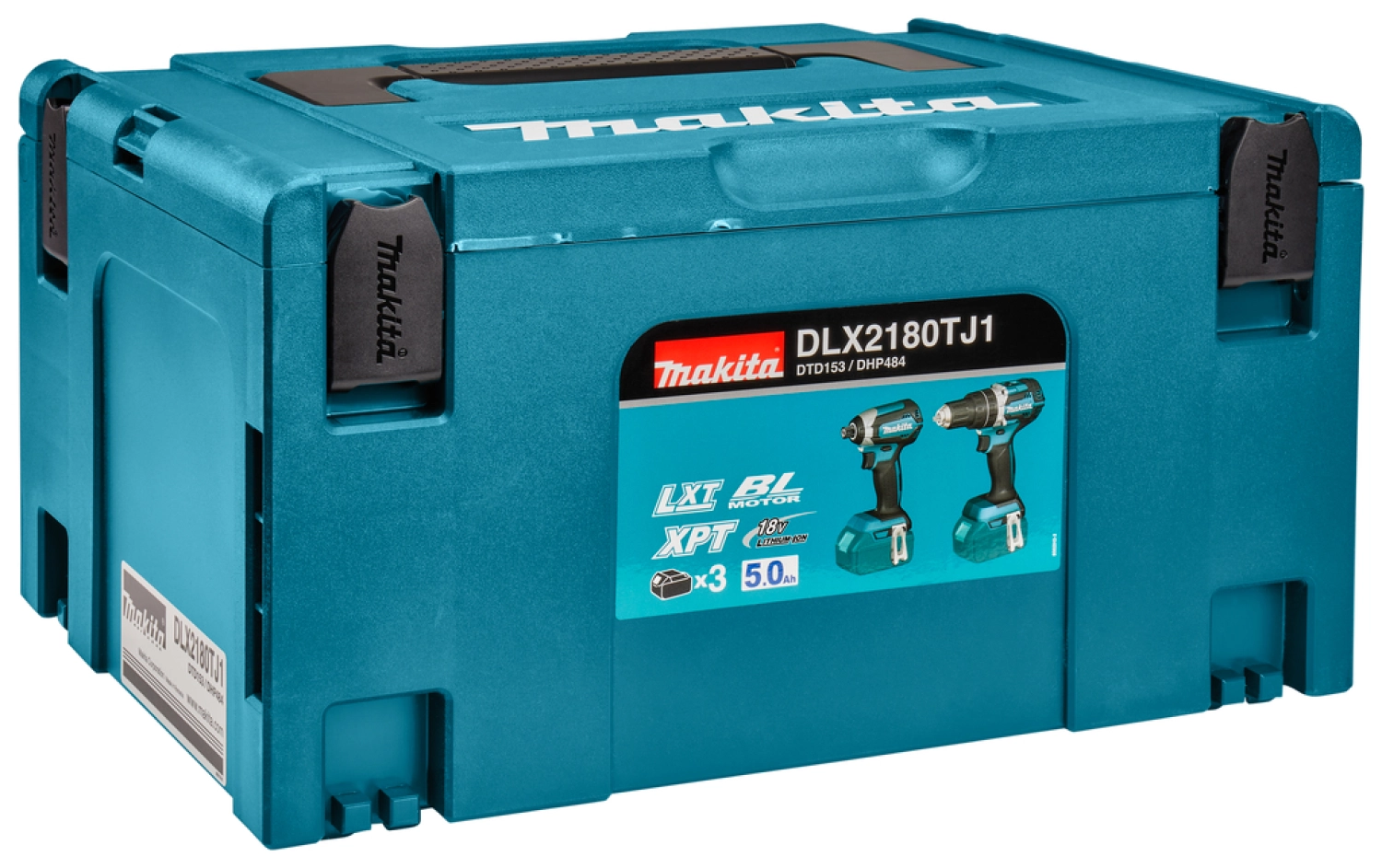 Makita DLX2180TJ1 18V Li-Ion accu klop-/schroefmachine (DHP484) & slagschroevendraaier (DTD153) combiset (3x 5,0Ah accu) in Mbox - koolborstelloos-image
