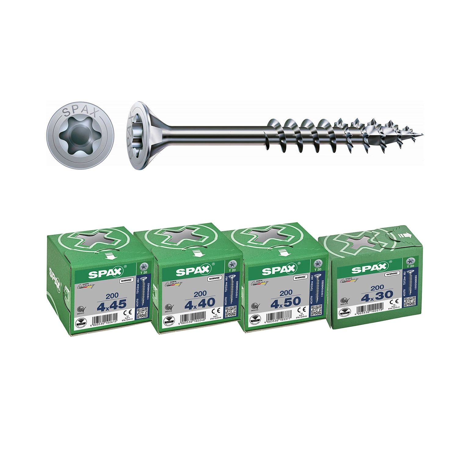 SPAX 4-Delige Universele schroefset - T-STAR plus T20 - Platverzonken kop - Voldraad - WIROX (800st)-image