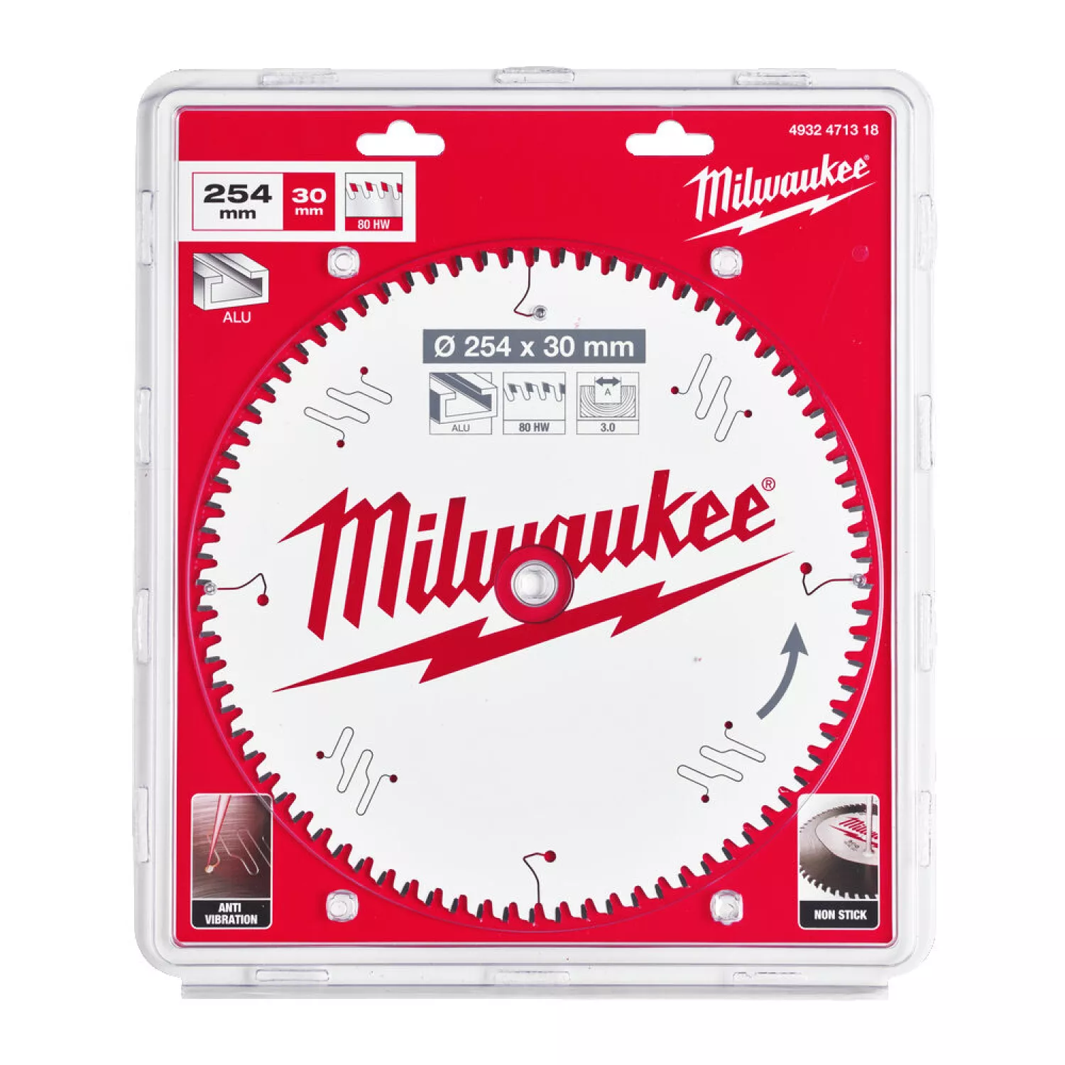 Milwaukee 4932471318 - Lames de scies circulaires pour scies à onglets - CSB MS Alu254 x 30 x 3,0 x 80TF neg.-image