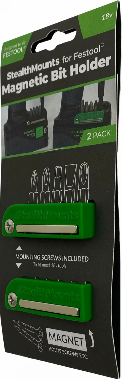 StealthMounts BH-FT-GRN-2 - Porte-embouts magnétique (2pcs) pour machines Festool - vert-image