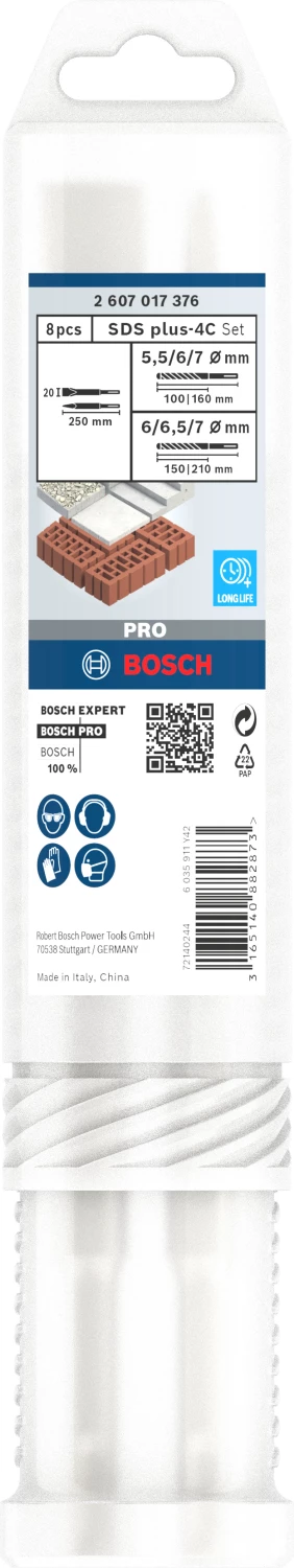 Bosch 2607017376 PRO Jeu de 8 burins et forets SDS plus-4C-image